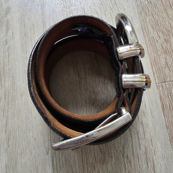 Vintage Mezlan Black Lizard Leather Belt sz 34 Medium Retro Minimalist Classic - Picture 8 of 8